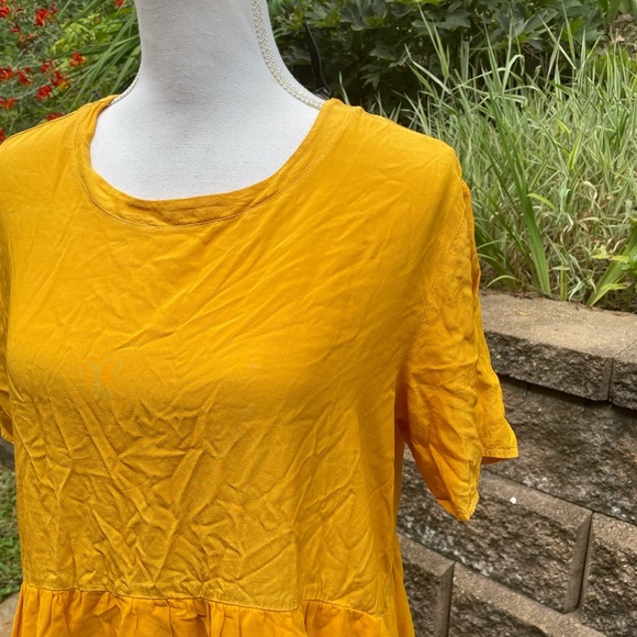 Lacausa Cassie Dress Anthropologie “tar” Gold Yellow Babydoll Layered Small S - Picture 9 of 12